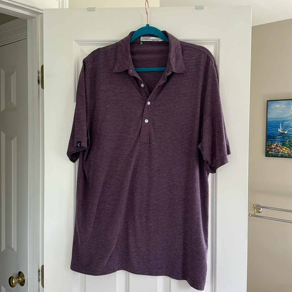 Striped Criquet polo shirt, size large